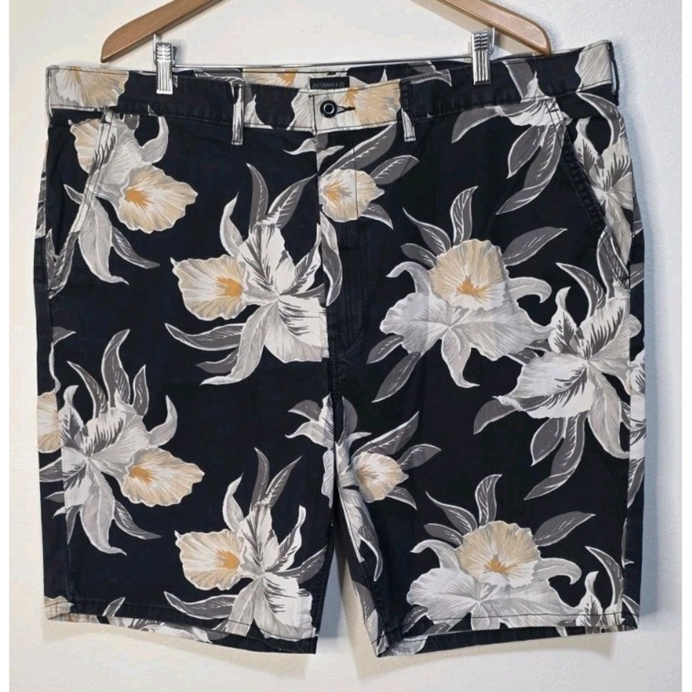 Levis Strauss & Co Short Men 44 Black Floral Chino Bermuda Hawaiian Vacay Tropic